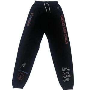 Travis Scott Astroworld Merch Champion Joggers Black Medium Sweatpants